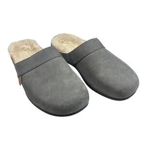 Strive Vienna Slipper Gray Womens 8.5-9 Clog Slip On Orthotic Faux-Fur Lining